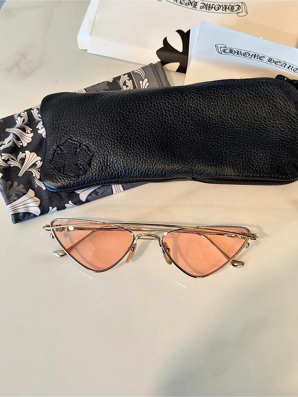 Chrome Hearts BOOBGEOISIE E57 Fuzzy Pink Sunglasses.